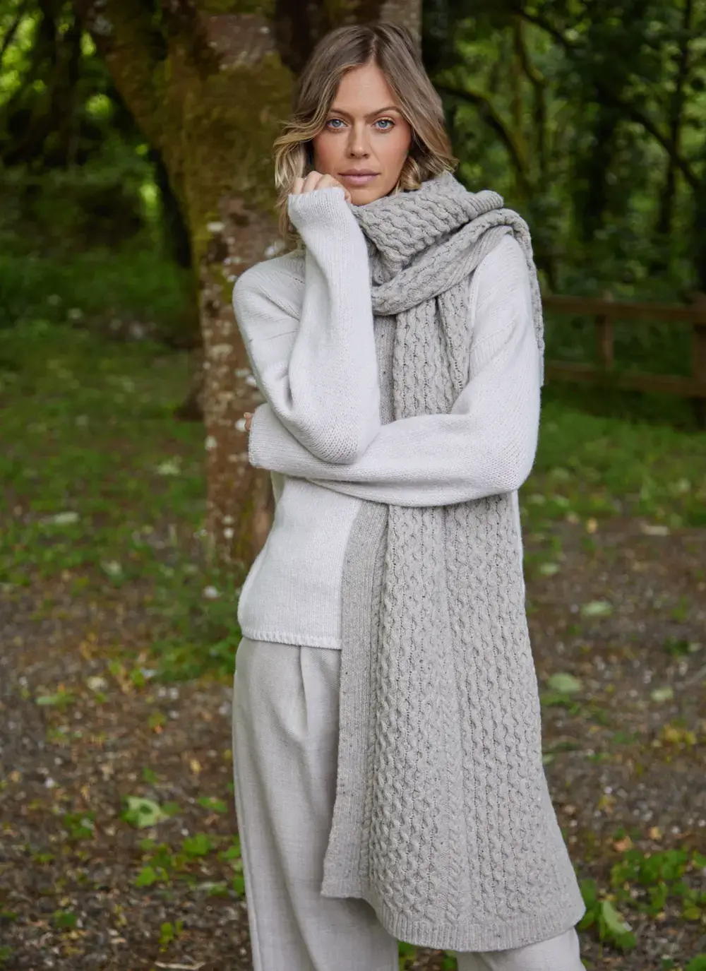 Cashmere/Wool Donegal Aran Blanket Scarf 